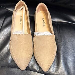 JustFab Tan Suede Pointed Loafers brand new!  Read full description!